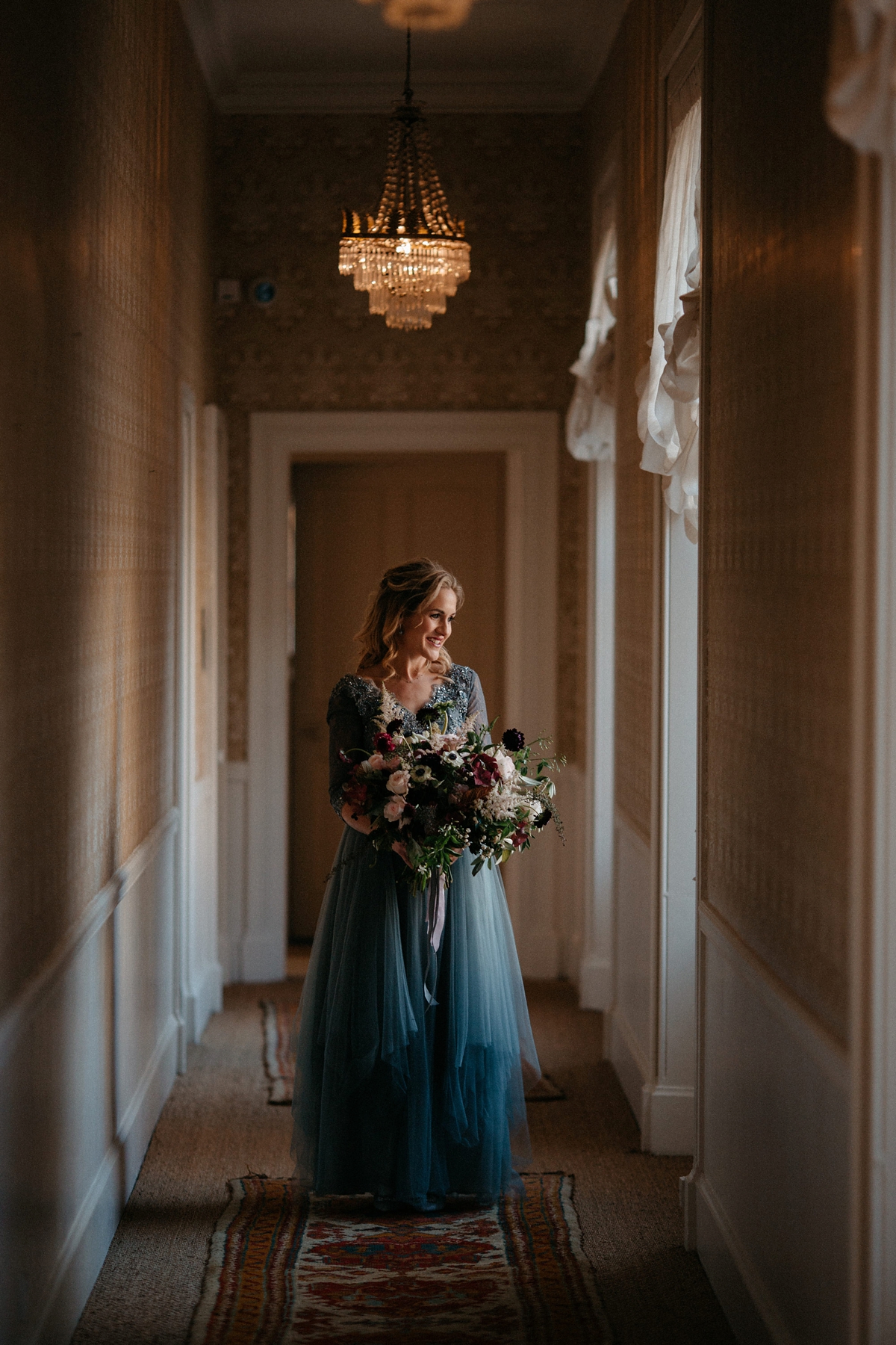 21 A pale blue tulle dress for a romantic Autumn Castle Wedding