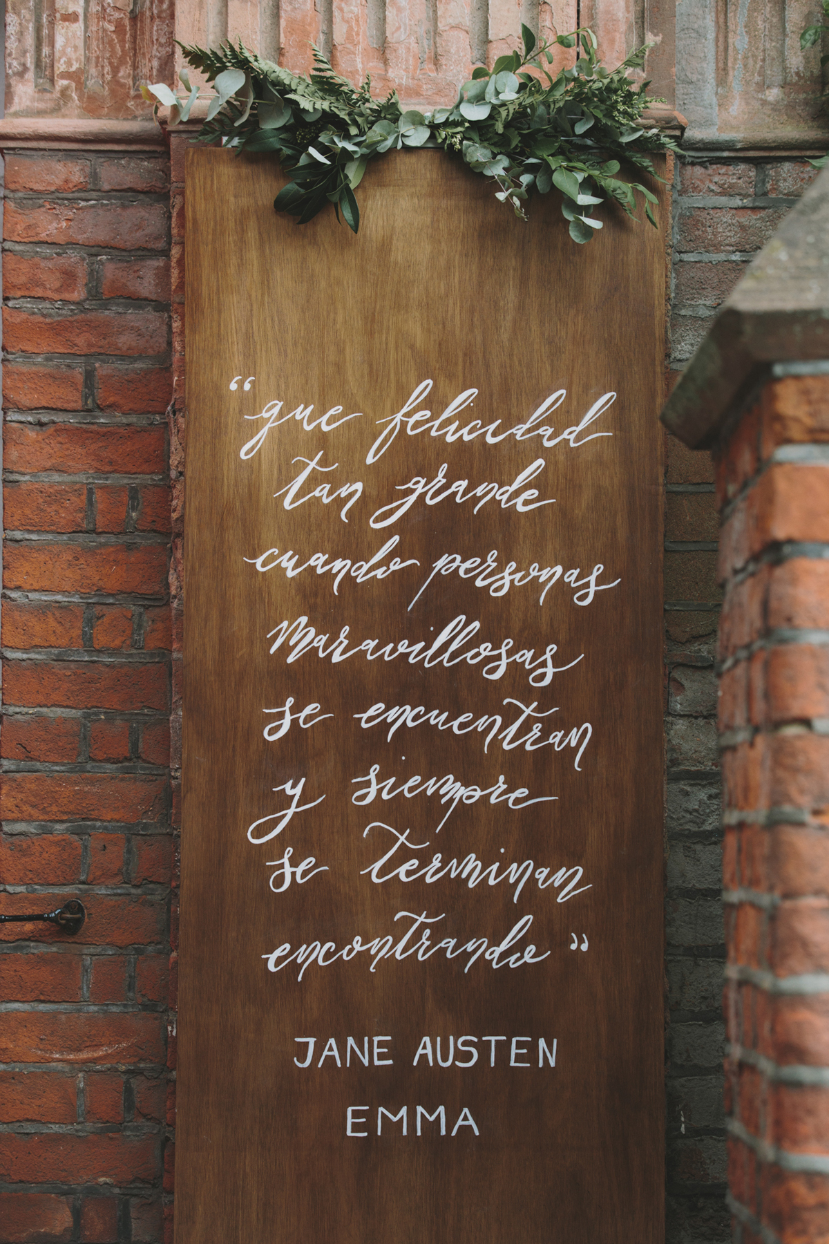 25 A Jane Austen Emma quote written in white on a recycled piece of wood for wedding signate images by McKinley Rodgers
