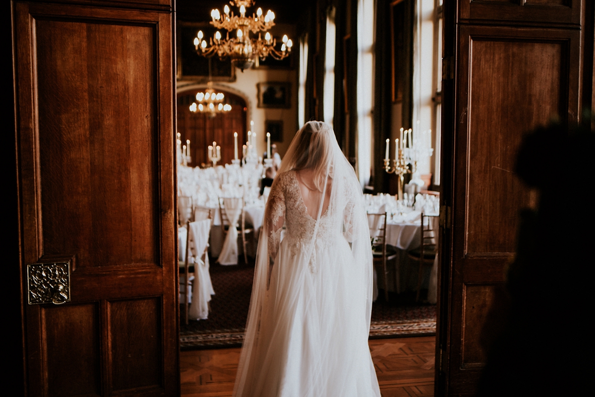 28 A Pronovias goasn for an era inspired modern and edgy North Yorkshire wedding