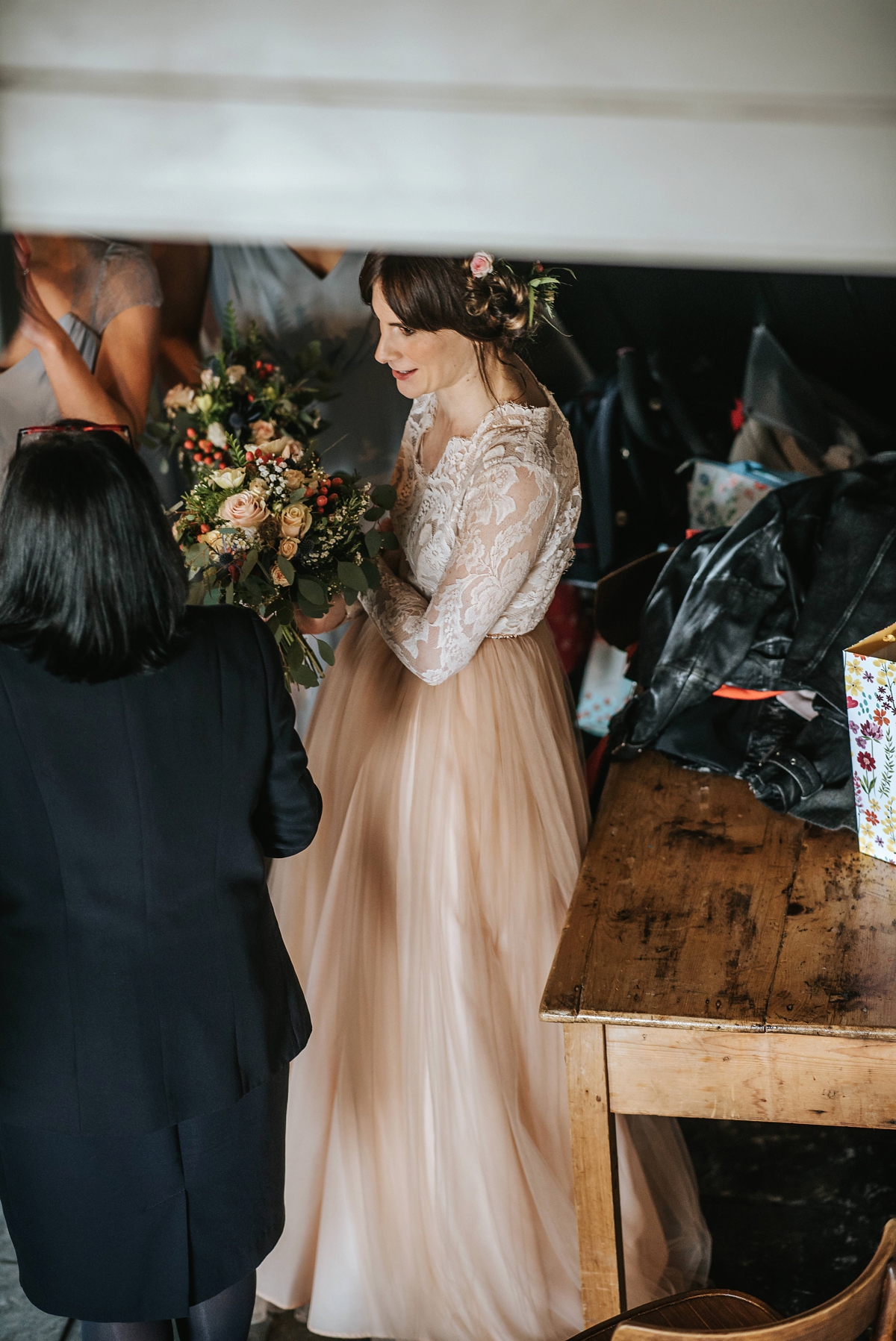 28 An Elizabeth Dye Peach Tulle Gown for a Seaside Wedding in Whitstable