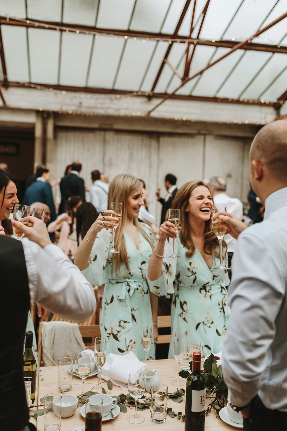 28 An off the shoulder Grace Loves Lace gown for a Plas Dinam wedding in Wales