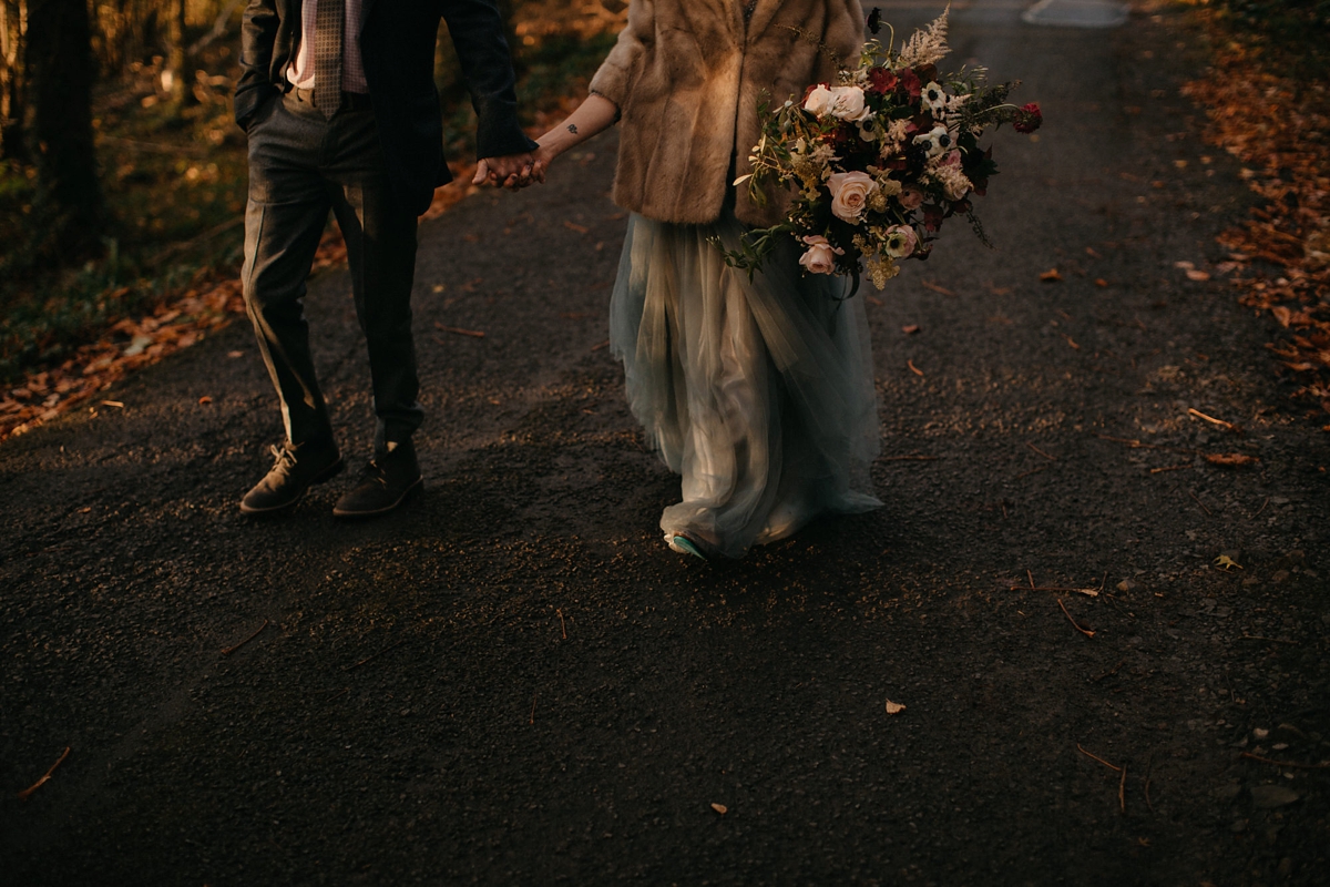 30 A pale blue tulle dress for a romantic Autumn Castle Wedding