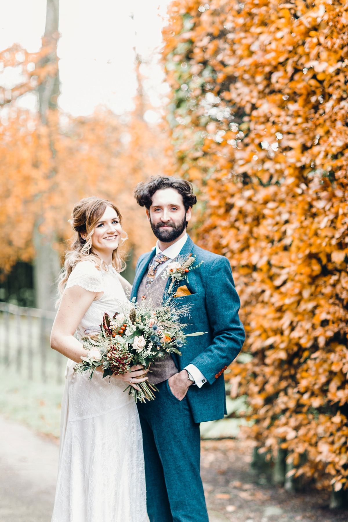 31 A Charlie Brear bride and her rustic Autumn Barn wedding in Southport
