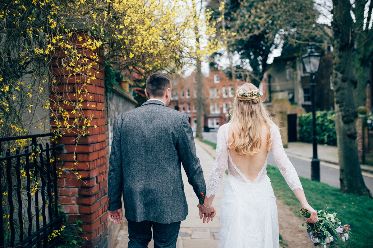 37 A Grace Loves Lace gown for a woodland inspired London pub wedding. Images by Nikki van der Molen