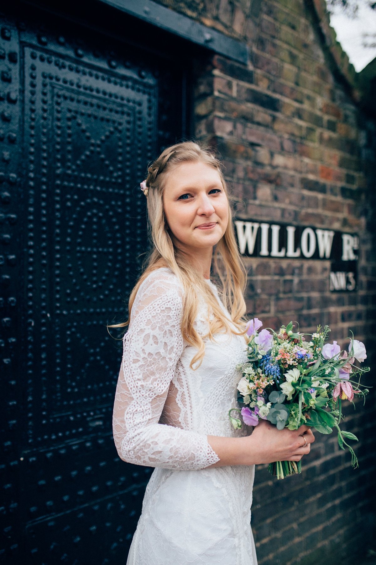 40 A Grace Loves Lace gown for a woodland inspired London pub wedding. Images by Nikki van der Molen