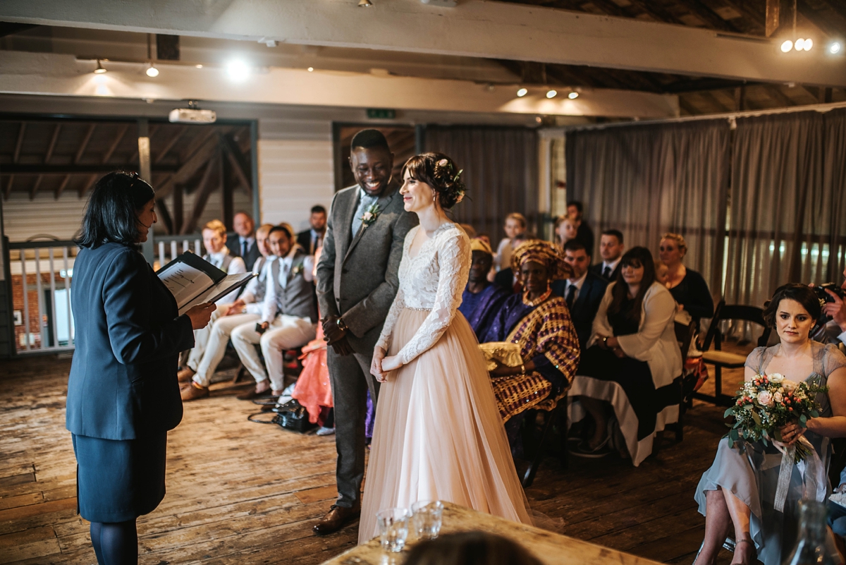 40 An Elizabeth Dye Peach Tulle Gown for a Seaside Wedding in Whitstable