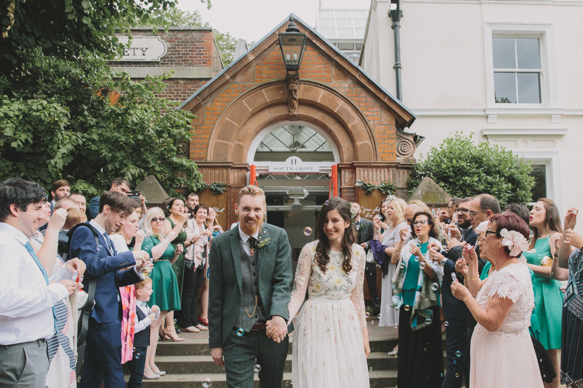 46 A Needle Thread wedding dress for a nature inspired wedding at Highgate Literary Scientific Institution London images by McKinley Rodgers