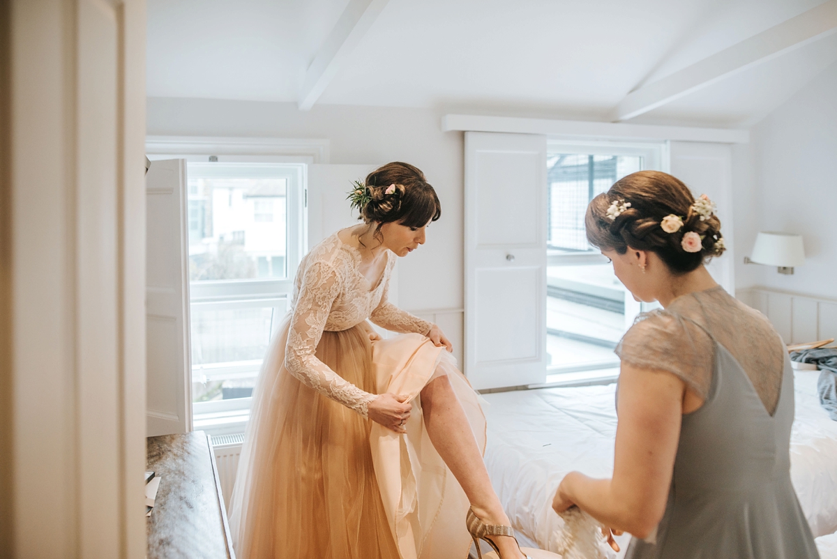 5 An Elizabeth Dye Peach Tulle Gown for a Seaside Wedding in Whitstable