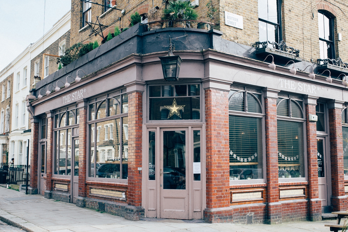 52 A Grace Loves Lace gown for a woodland inspired London pub wedding. Images by Nikki van der Molen