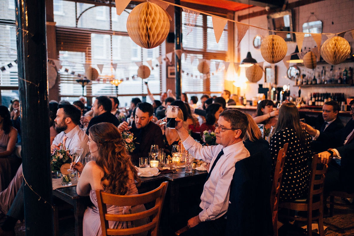 54 A Grace Loves Lace gown for a woodland inspired London pub wedding. Images by Nikki van der Molen