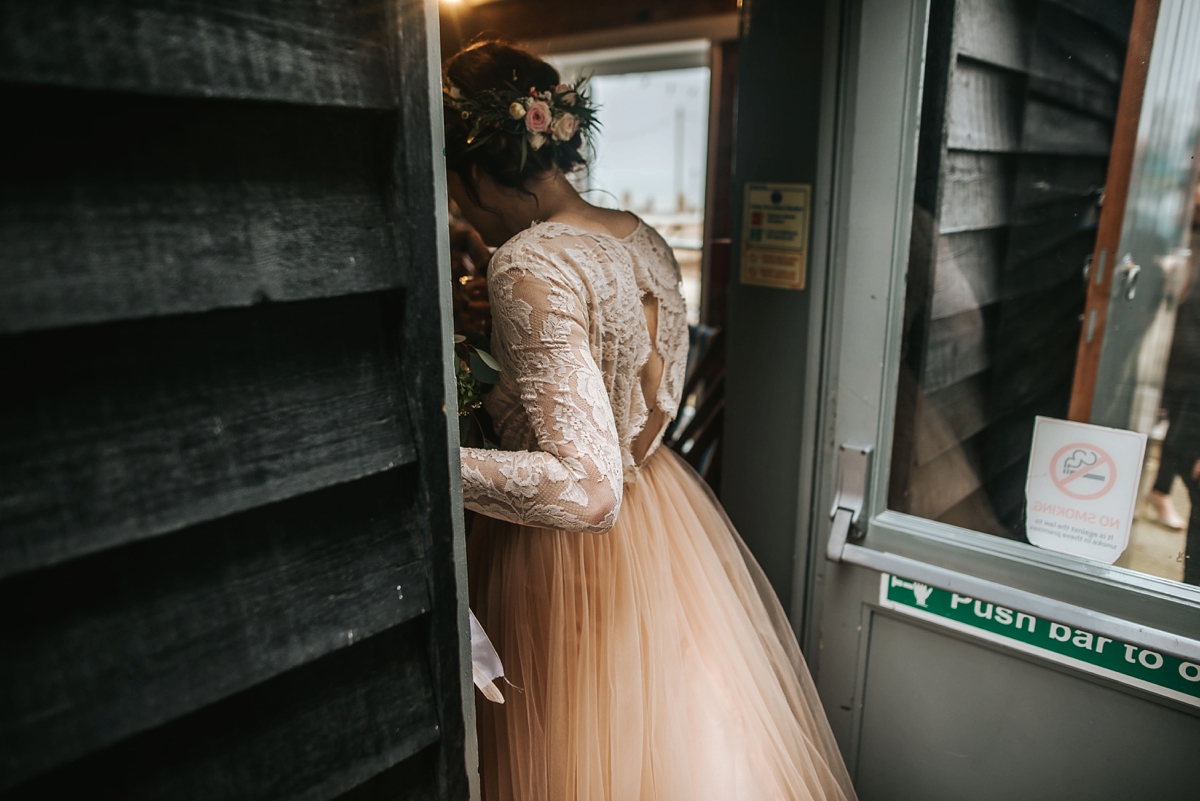 54 An Elizabeth Dye Peach Tulle Gown for a Seaside Wedding in Whitstable