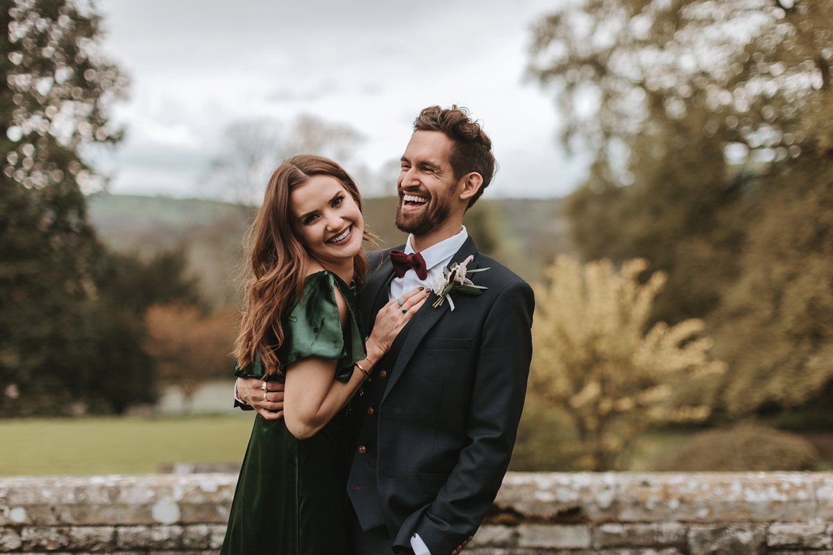 54 An off the shoulder Grace Loves Lace gown for a Plas Dinam wedding in Wales