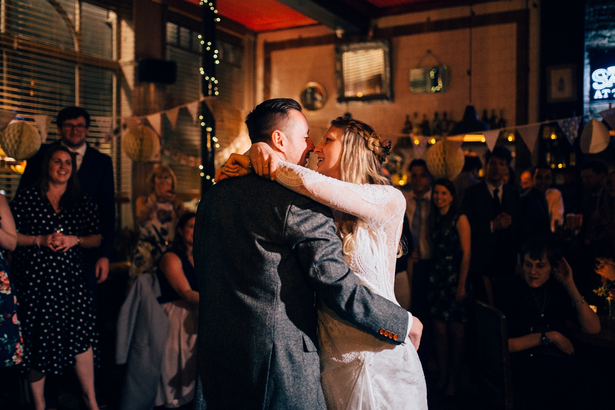 57 A Grace Loves Lace gown for a woodland inspired London pub wedding. Images by Nikki van der Molen