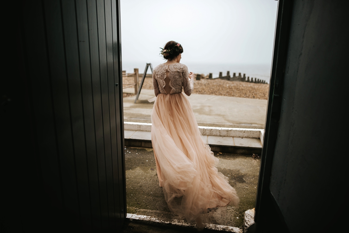 59 An Elizabeth Dye Peach Tulle Gown for a Seaside Wedding in Whitstable