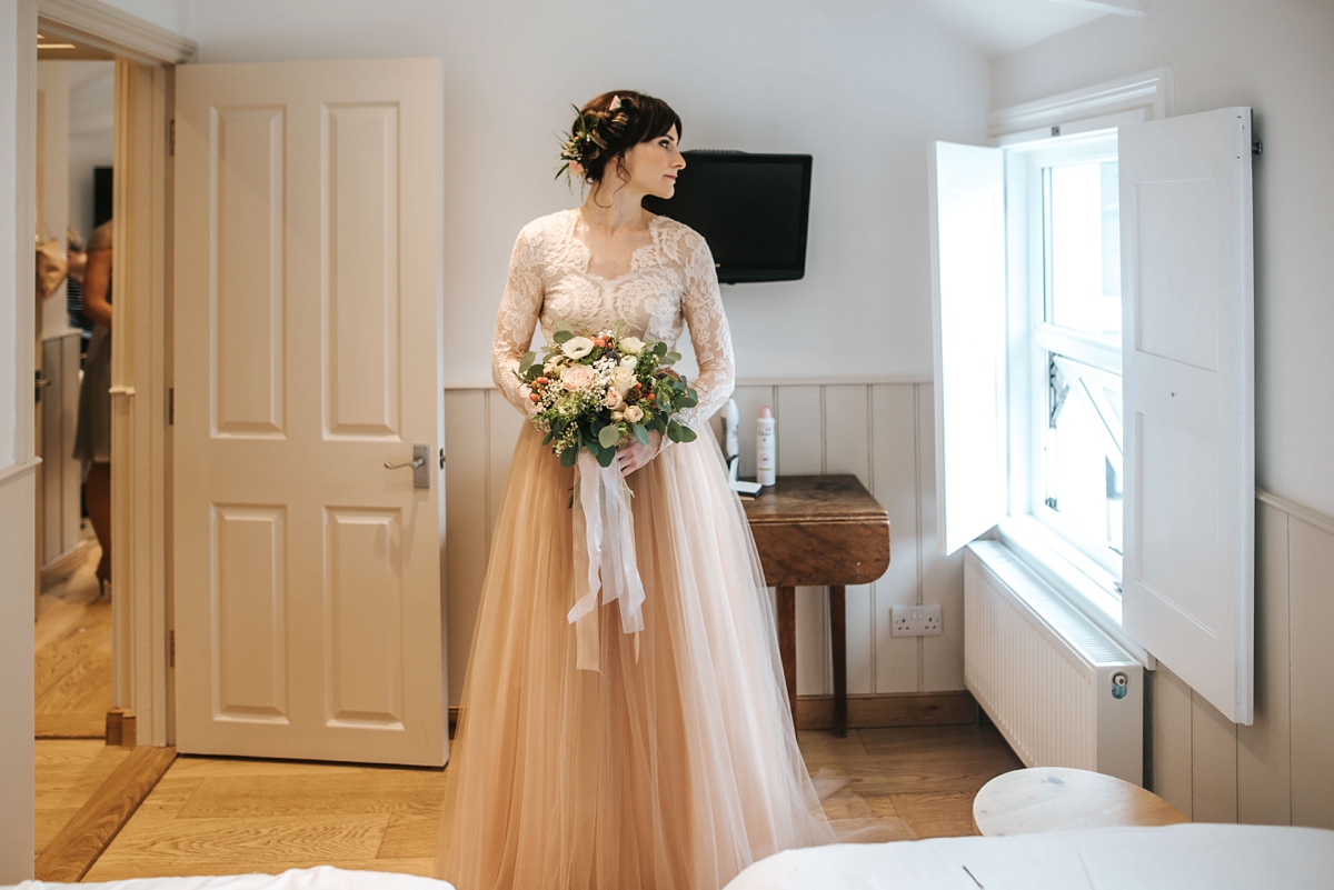 6 An Elizabeth Dye Peach Tulle Gown for a Seaside Wedding in Whitstable
