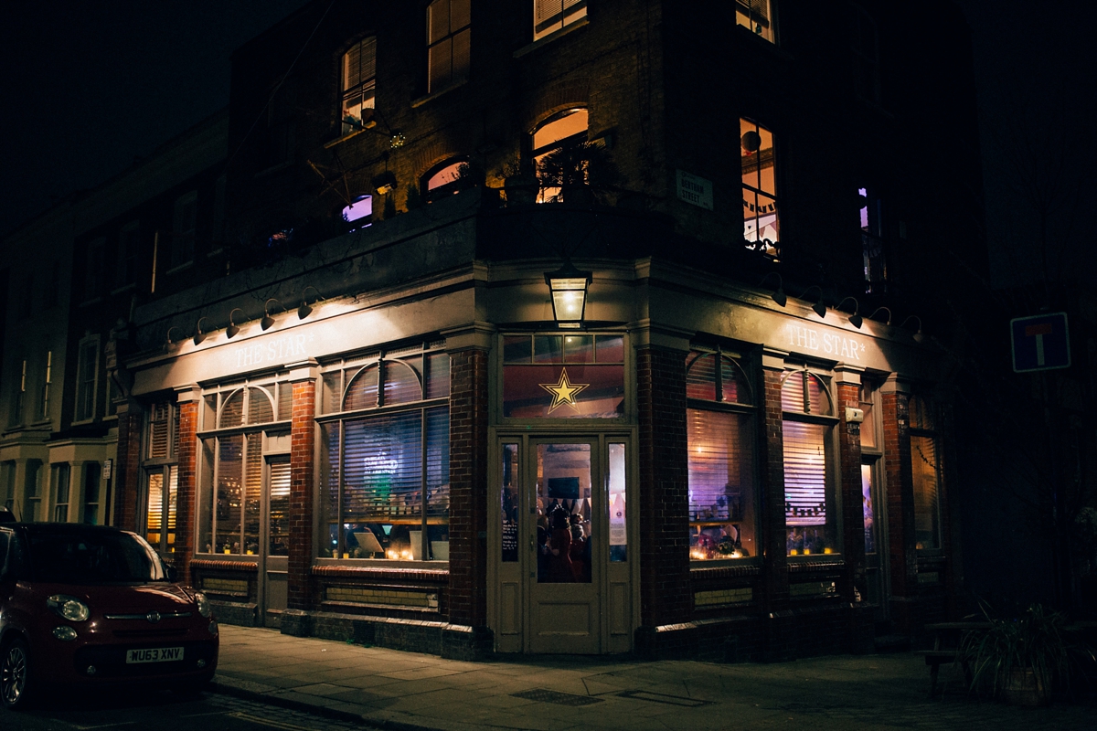 60 A Grace Loves Lace gown for a woodland inspired London pub wedding. Images by Nikki van der Molen