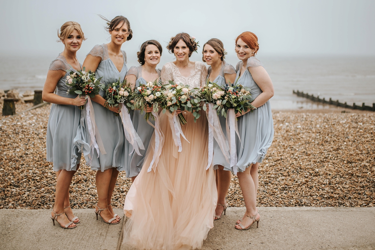 65 An Elizabeth Dye Peach Tulle Gown for a Seaside Wedding in Whitstable