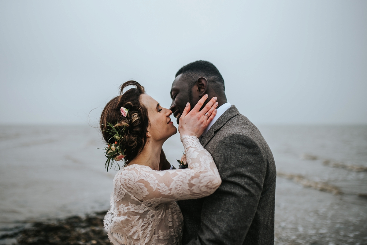 74 An Elizabeth Dye Peach Tulle Gown for a Seaside Wedding in Whitstable