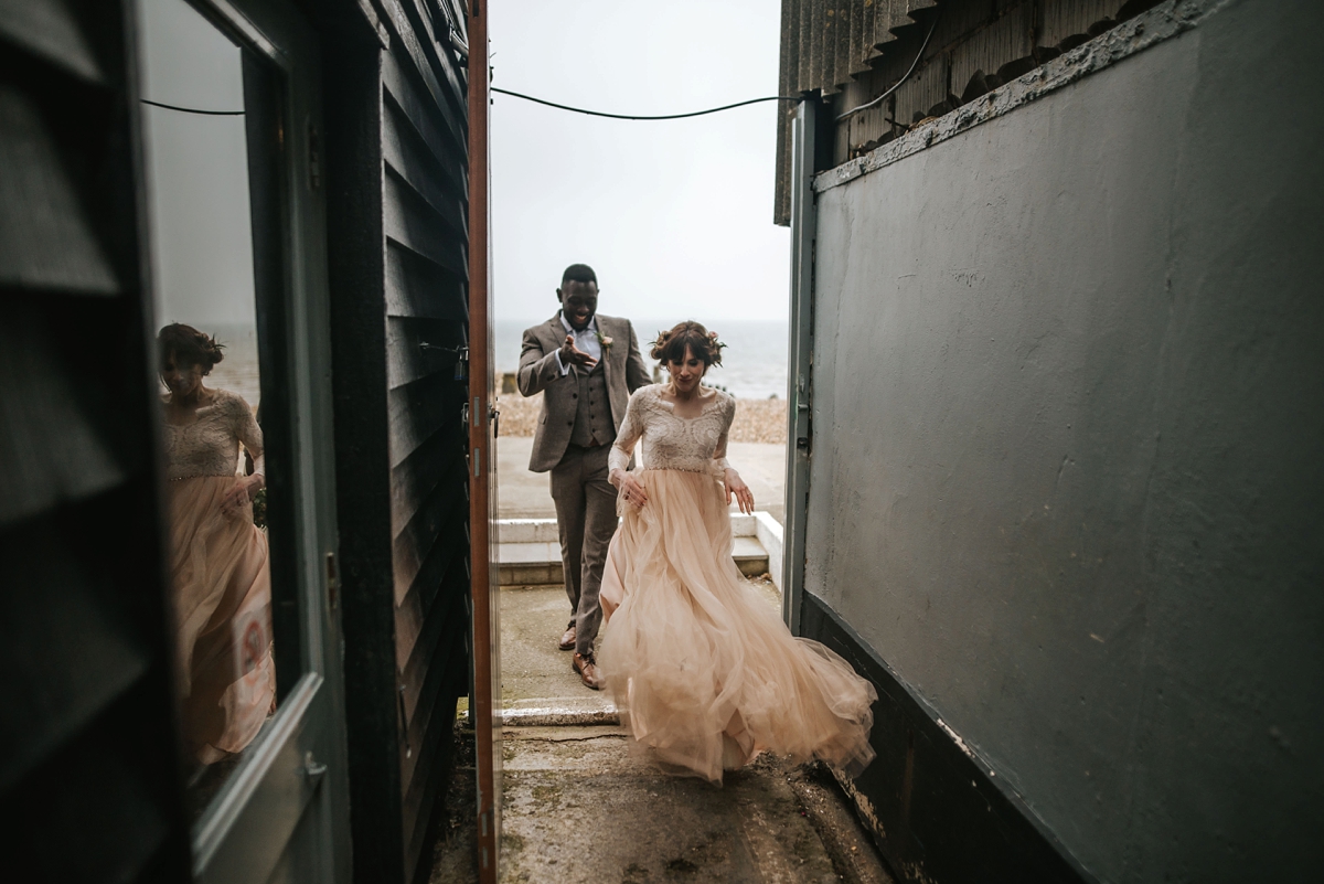 79 An Elizabeth Dye Peach Tulle Gown for a Seaside Wedding in Whitstable