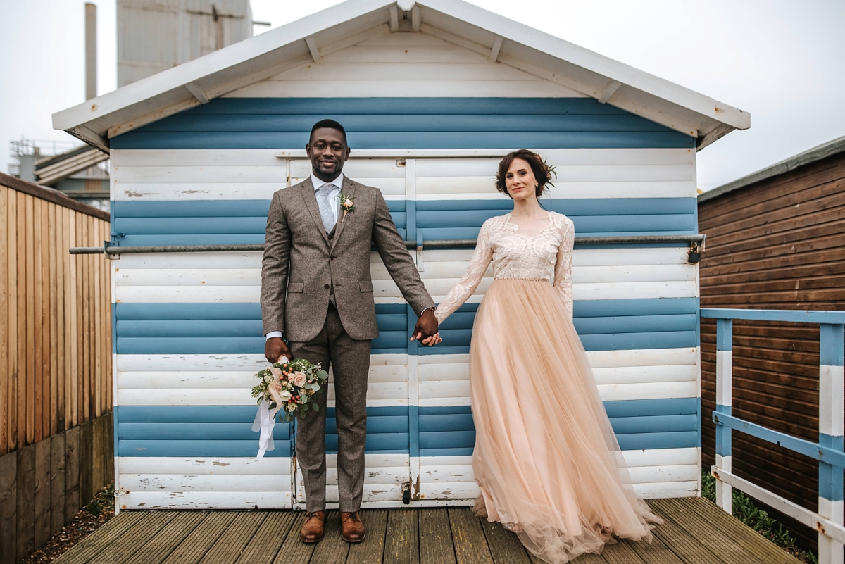 94 An Elizabeth Dye Peach Tulle Gown for a Seaside Wedding in Whitstable