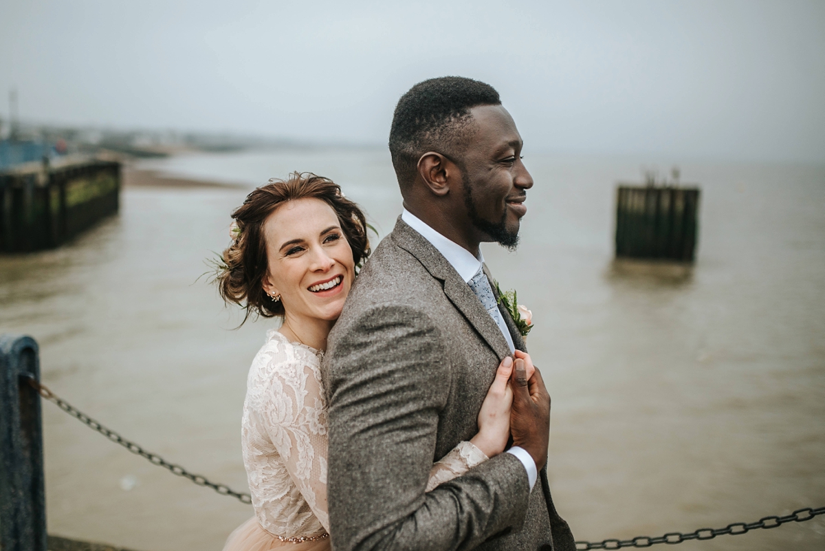 97 An Elizabeth Dye Peach Tulle Gown for a Seaside Wedding in Whitstable