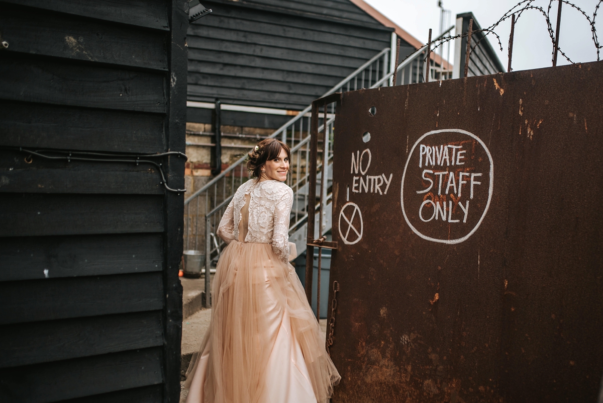 99 An Elizabeth Dye Peach Tulle Gown for a Seaside Wedding in Whitstable