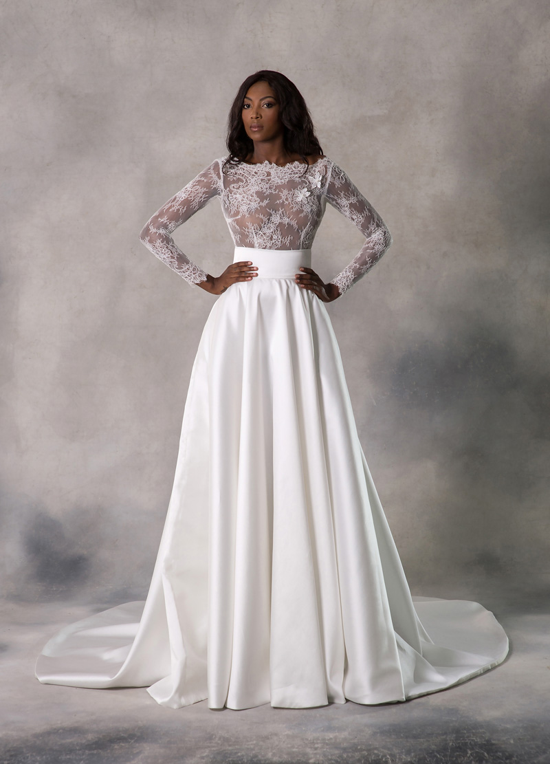 Anna Georgina Siobhan top and Millicent skirt front 1 - Introducing Anna Georgina By Kobus Dippenaar - Sensual + Cosmopolitan Modern Wedding Dresses Anna Georgina Siobhan top and Millicent skirt front 1
