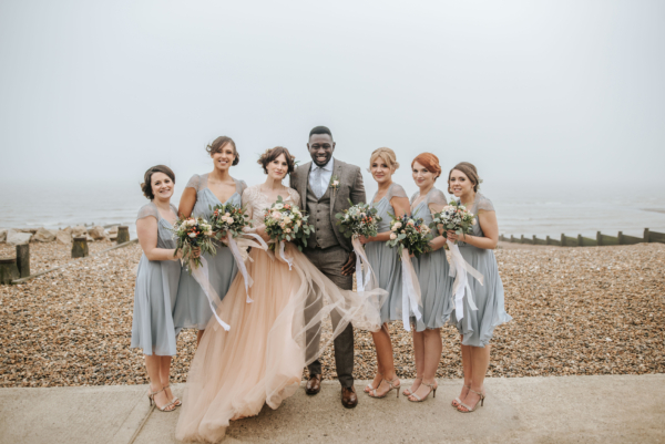 An Elizabeth Dye Gown in Peach Tulle for a Romantic and Whimsical Seaside Wedding in Whitstable