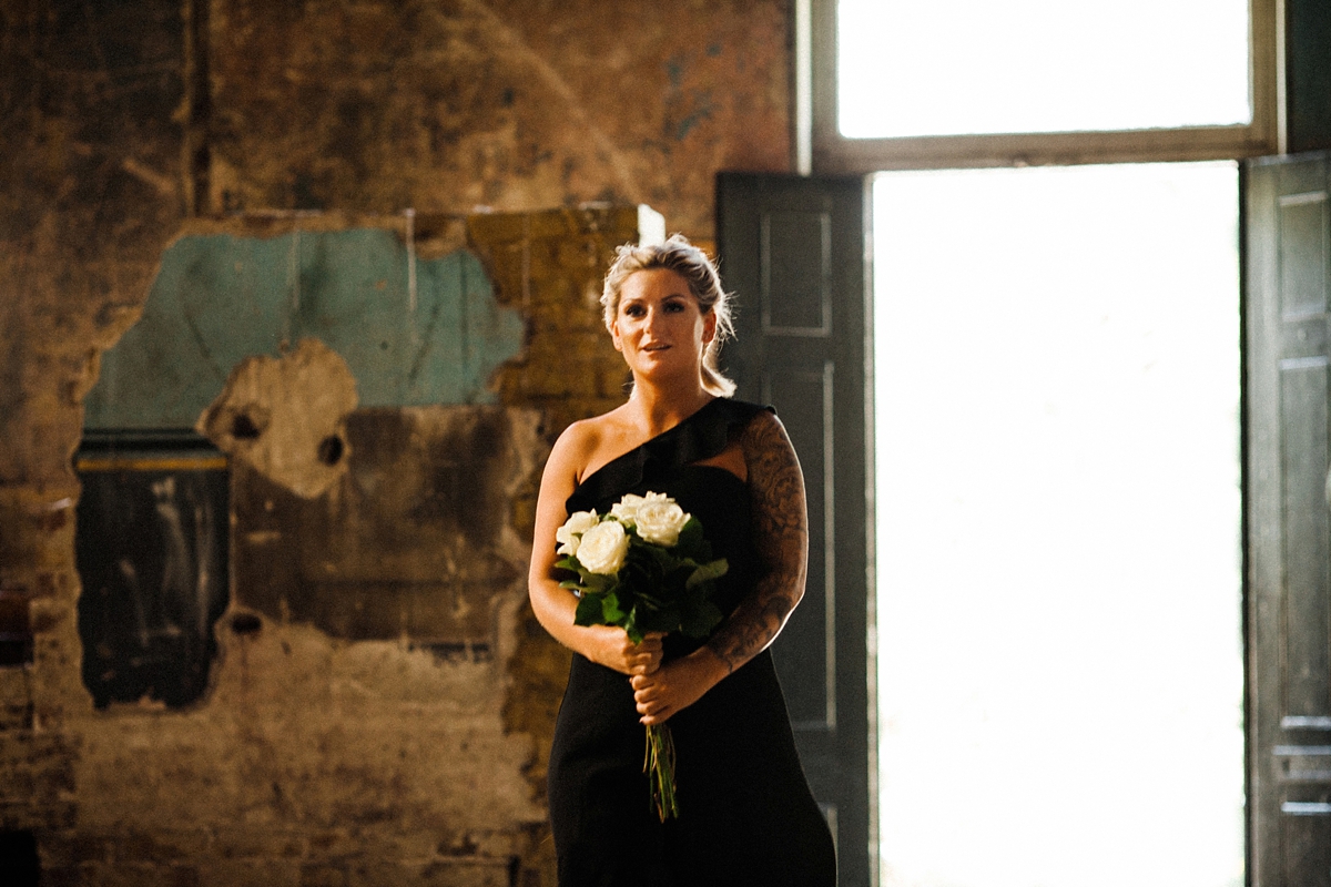11 For Love wedding dress for a cool and contemporary modern London wedding photography by Claudia Rose Carter - An & For Love Tassel Dress, Olivia The Wolf Headpiece and Bowling Alley Reception For a Cool and Quirky London Wedding 11 For Love wedding dress for a cool and contemporary modern London wedding photography by Claudia Rose Carter