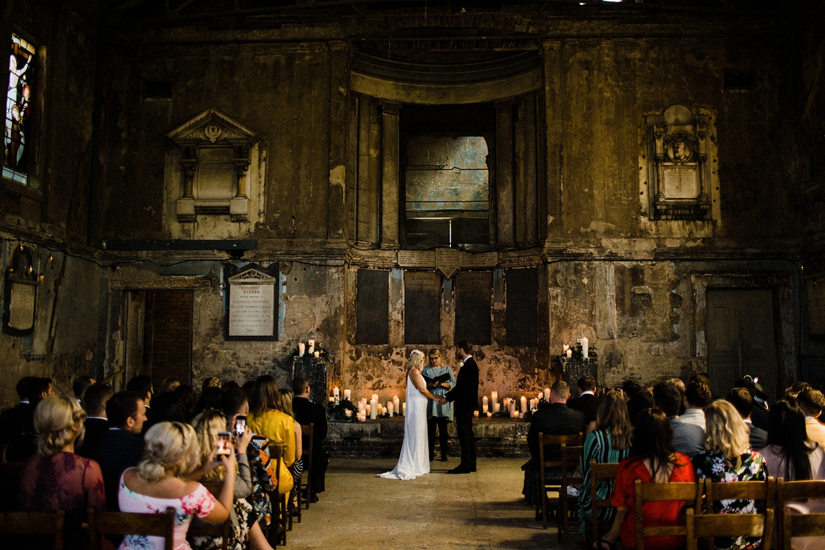 13 For Love wedding dress for a cool and contemporary modern London wedding photography by Claudia Rose Carter - An & For Love Tassel Dress, Olivia The Wolf Headpiece and Bowling Alley Reception For a Cool and Quirky London Wedding 13 For Love wedding dress for a cool and contemporary modern London wedding photography by Claudia Rose Carter