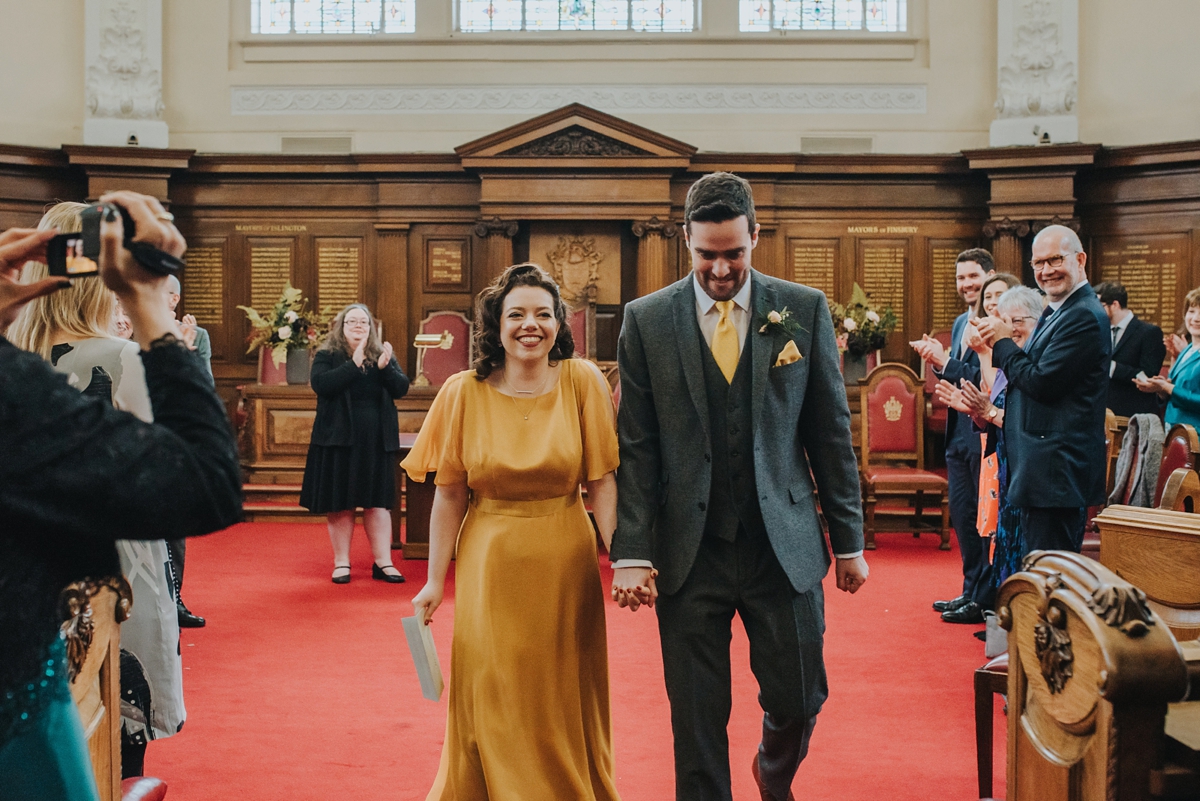 17 A yellow dress for a modern London pub wedding