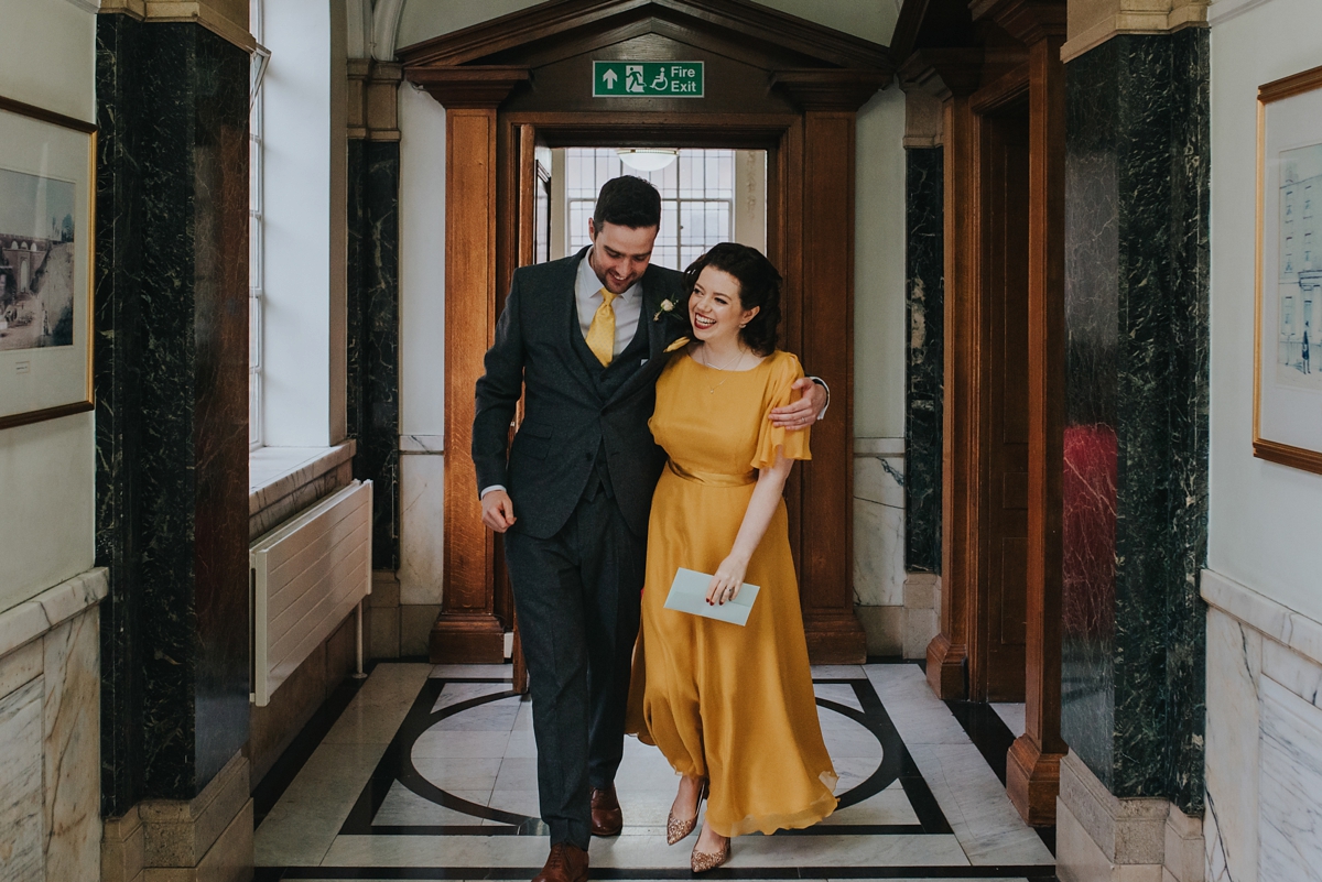18 A yellow dress for a modern London pub wedding