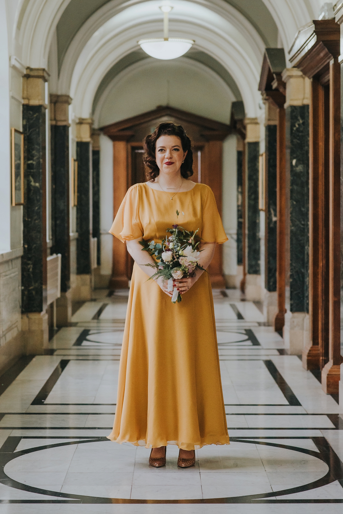 21 A yellow dress for a modern London pub wedding
