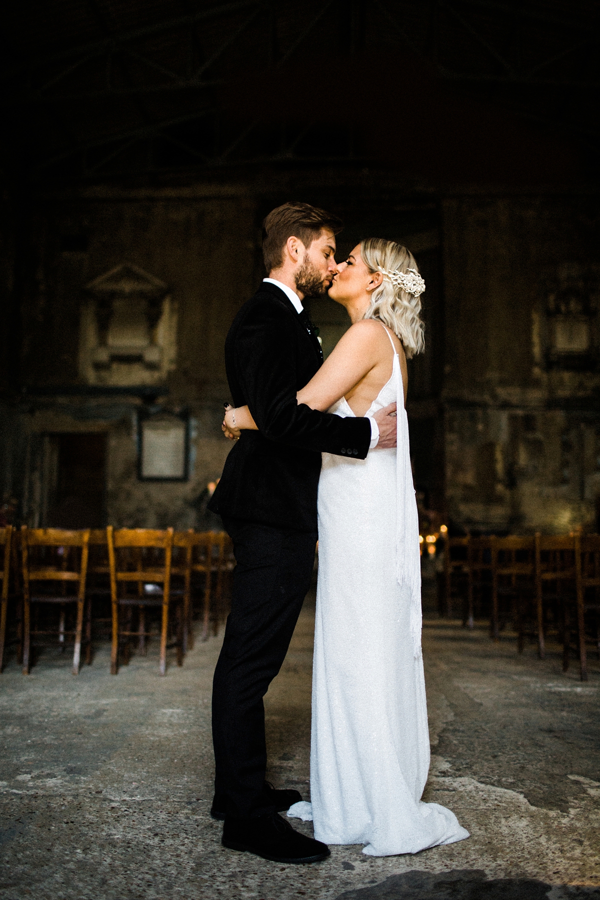30 For Love wedding dress for a cool and contemporary modern London wedding photography by Claudia Rose Carter - An & For Love Tassel Dress, Olivia The Wolf Headpiece and Bowling Alley Reception For a Cool and Quirky London Wedding 30 For Love wedding dress for a cool and contemporary modern London wedding photography by Claudia Rose Carter