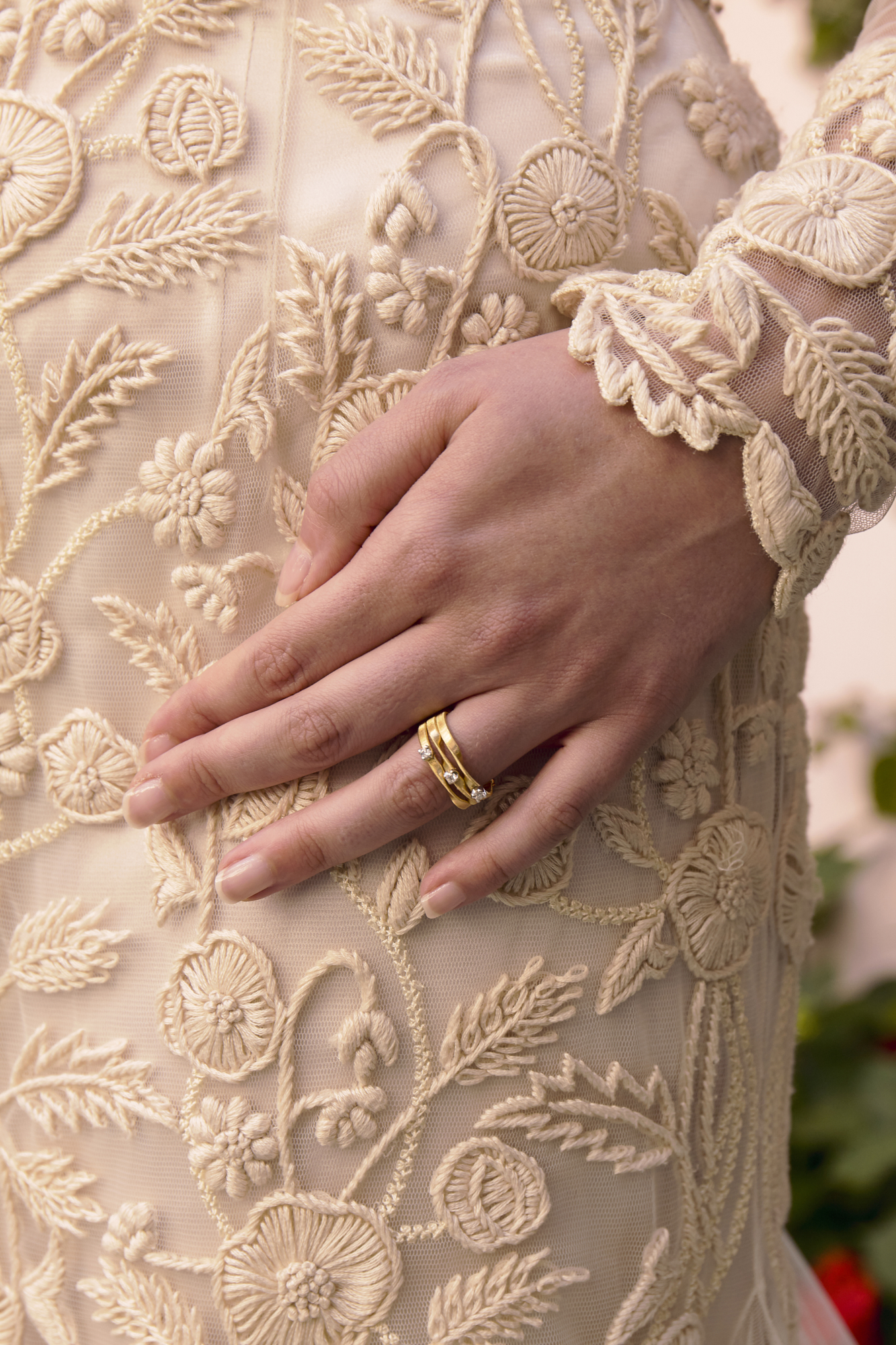 31 Bowen Dryden bridal captured in a pink Marrakech inspired courtyard at Port Lympne Hotel