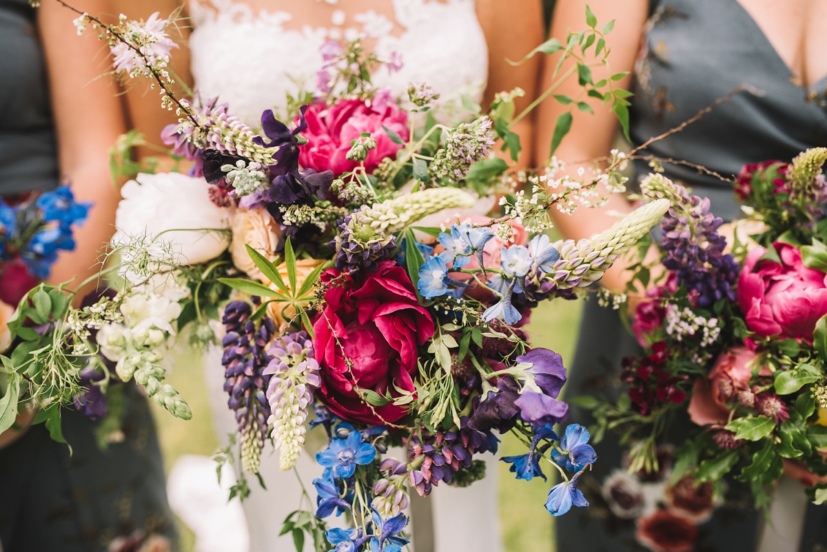 34 A fitted lace Pronovias dress for a colourful walled garden wedding in Northumberland