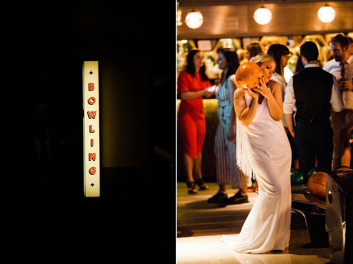 34 For Love wedding dress for a cool and contemporary modern London wedding photography by Claudia Rose Carter - An & For Love Tassel Dress, Olivia The Wolf Headpiece and Bowling Alley Reception For a Cool and Quirky London Wedding 34 For Love wedding dress for a cool and contemporary modern London wedding photography by Claudia Rose Carter