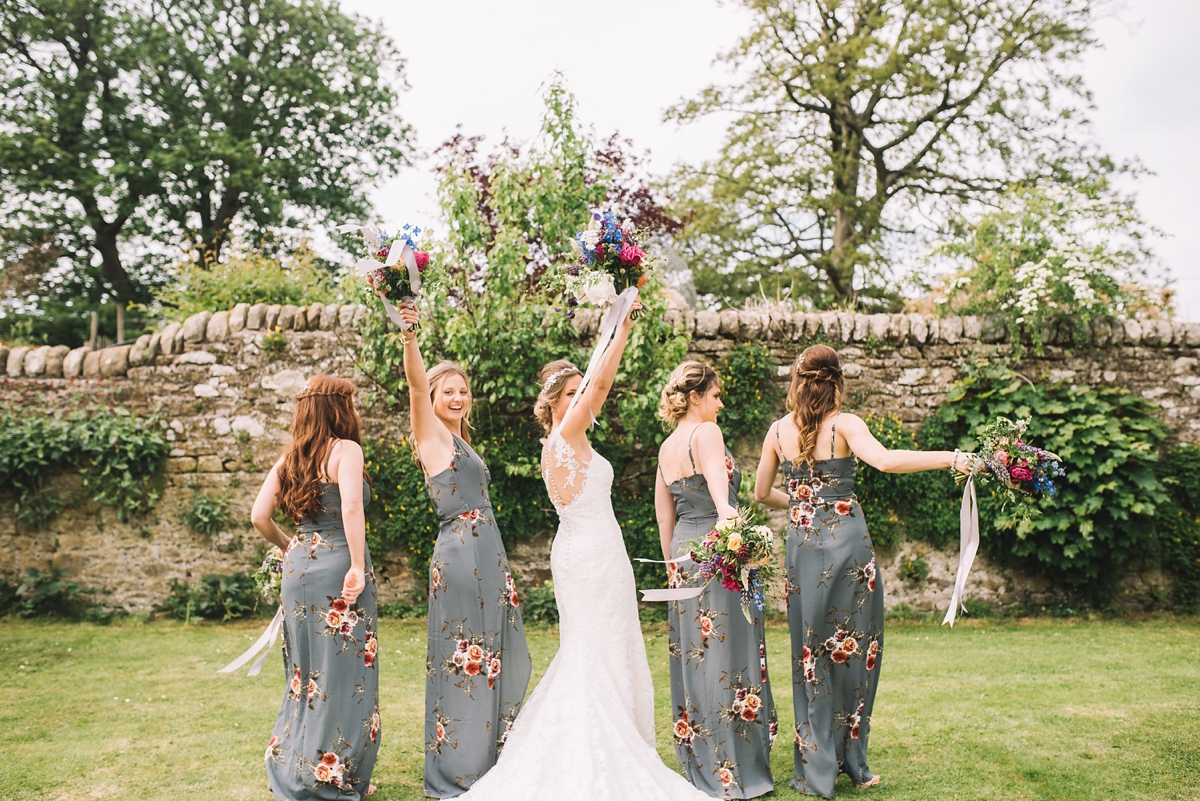 38 A fitted lace Pronovias dress for a colourful walled garden wedding in Northumberland