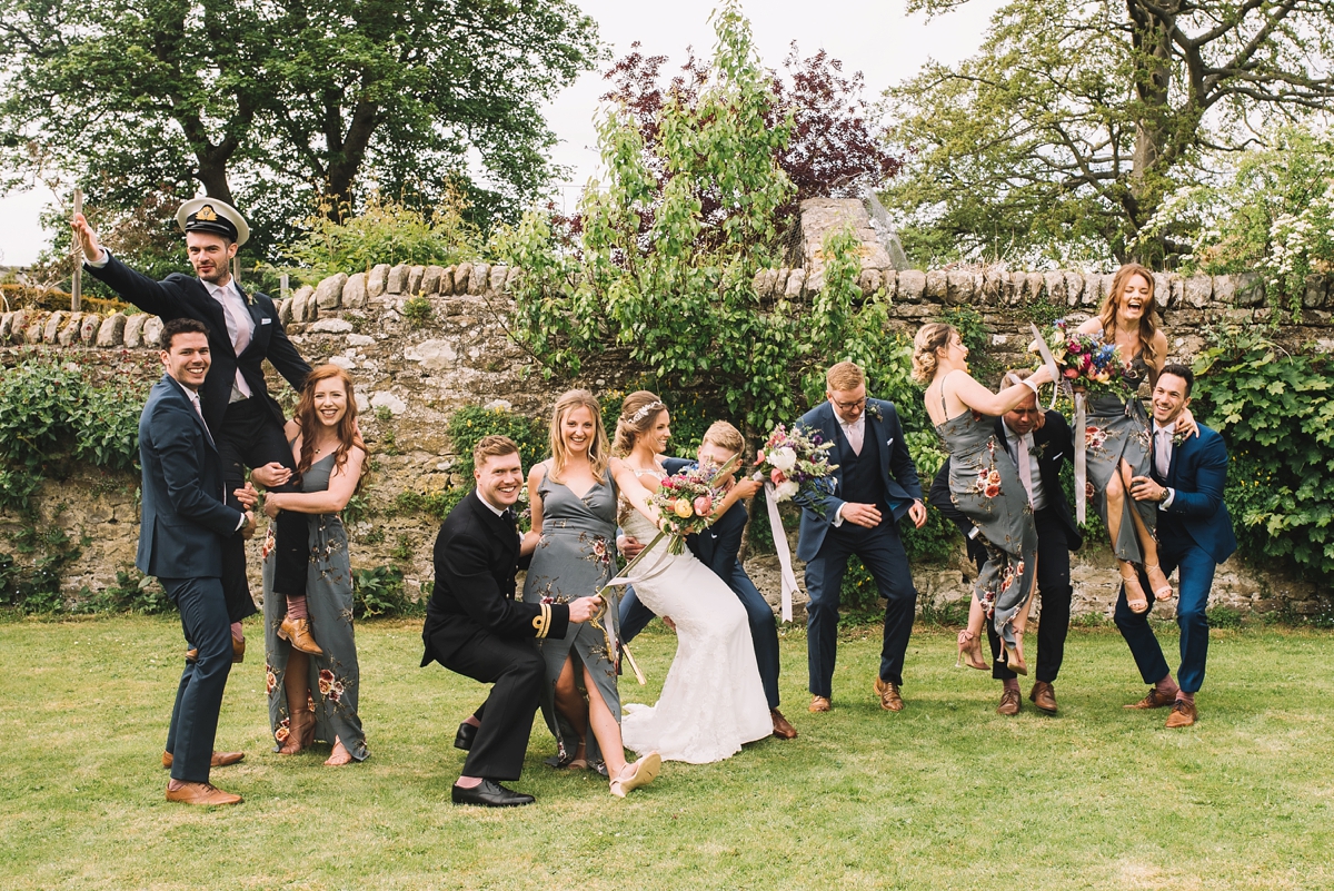 39 A fitted lace Pronovias dress for a colourful walled garden wedding in Northumberland