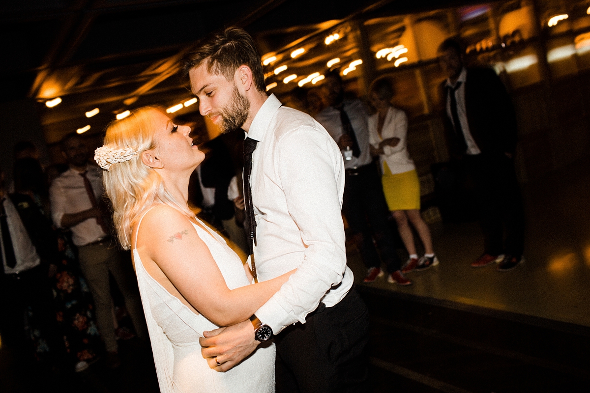 42 For Love wedding dress for a cool and contemporary modern London wedding photography by Claudia Rose Carter - An & For Love Tassel Dress, Olivia The Wolf Headpiece and Bowling Alley Reception For a Cool and Quirky London Wedding 42 For Love wedding dress for a cool and contemporary modern London wedding photography by Claudia Rose Carter