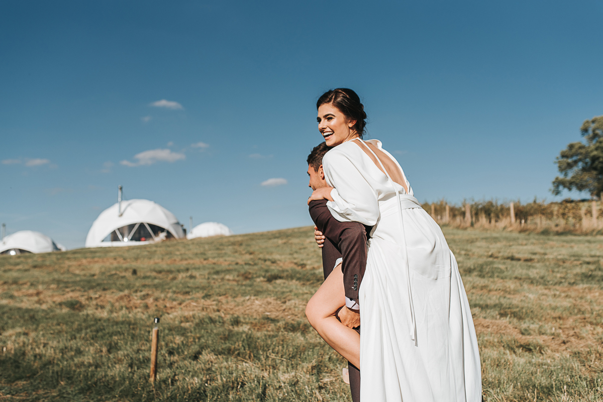 49 Charlie Brear bridal separates and modern elegant Autumn wedding glamping inspiration