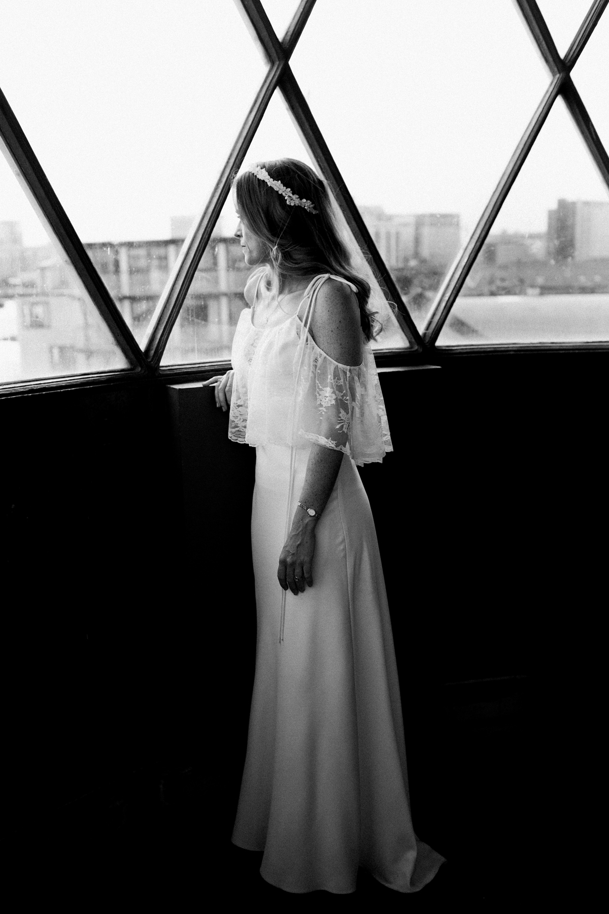 66 A Charlie Brear dress and modern fun East London riverside wedding images by Claudia Rose Carter