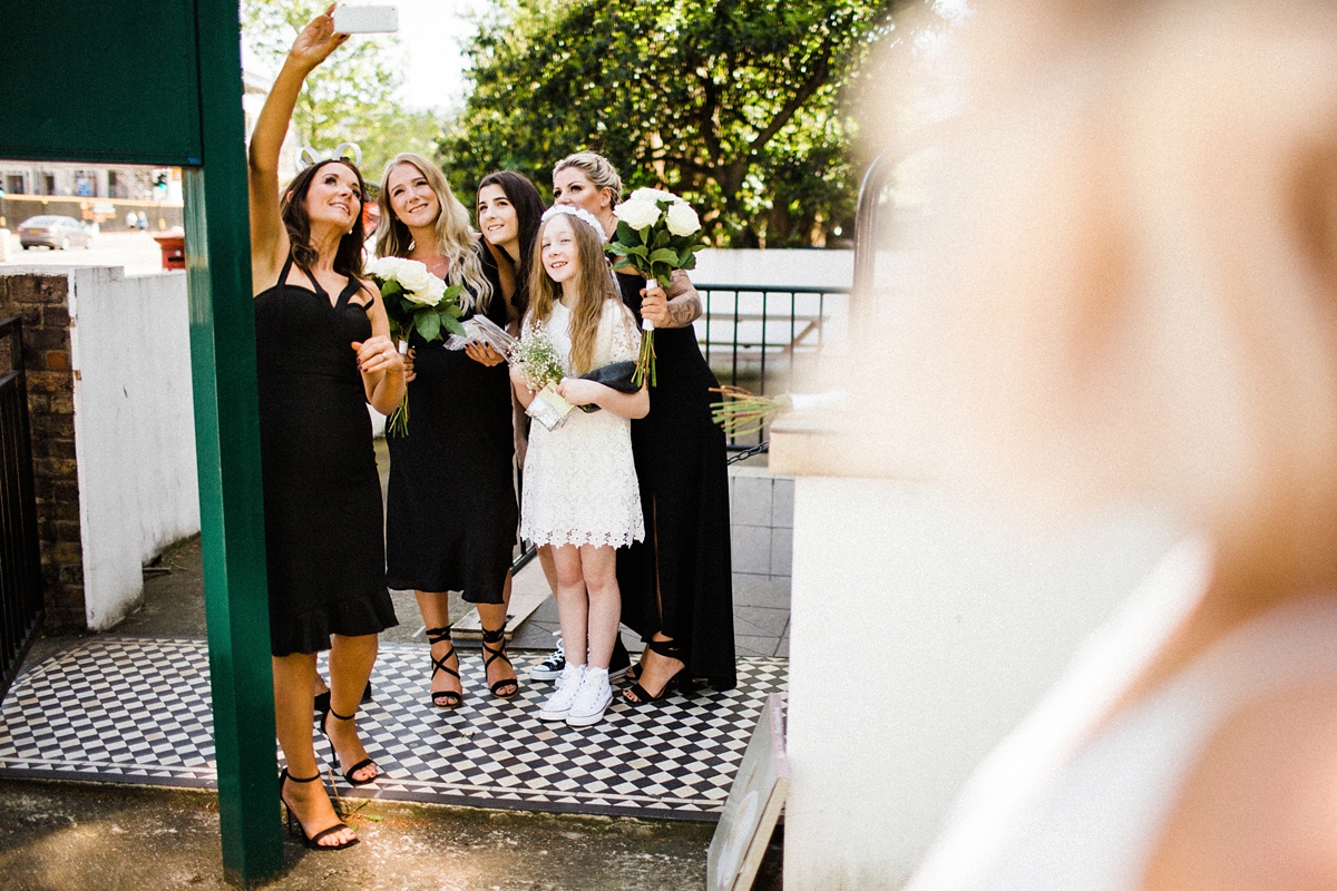 7 For Love wedding dress for a cool and contemporary modern London wedding photography by Claudia Rose Carter - An & For Love Tassel Dress, Olivia The Wolf Headpiece and Bowling Alley Reception For a Cool and Quirky London Wedding 7 For Love wedding dress for a cool and contemporary modern London wedding photography by Claudia Rose Carter