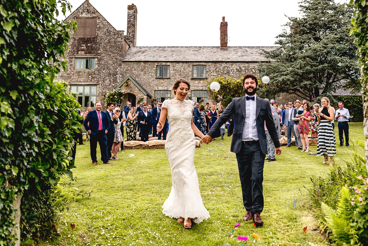 A Badgley Mischka gown for a bright and colourful devon country wedding 21