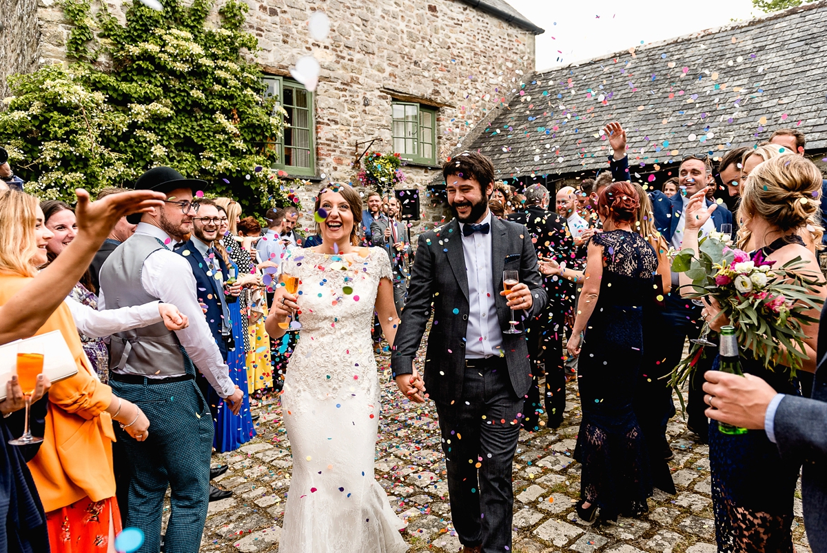 A Badgley Mischka gown for a bright and colourful devon country wedding 27