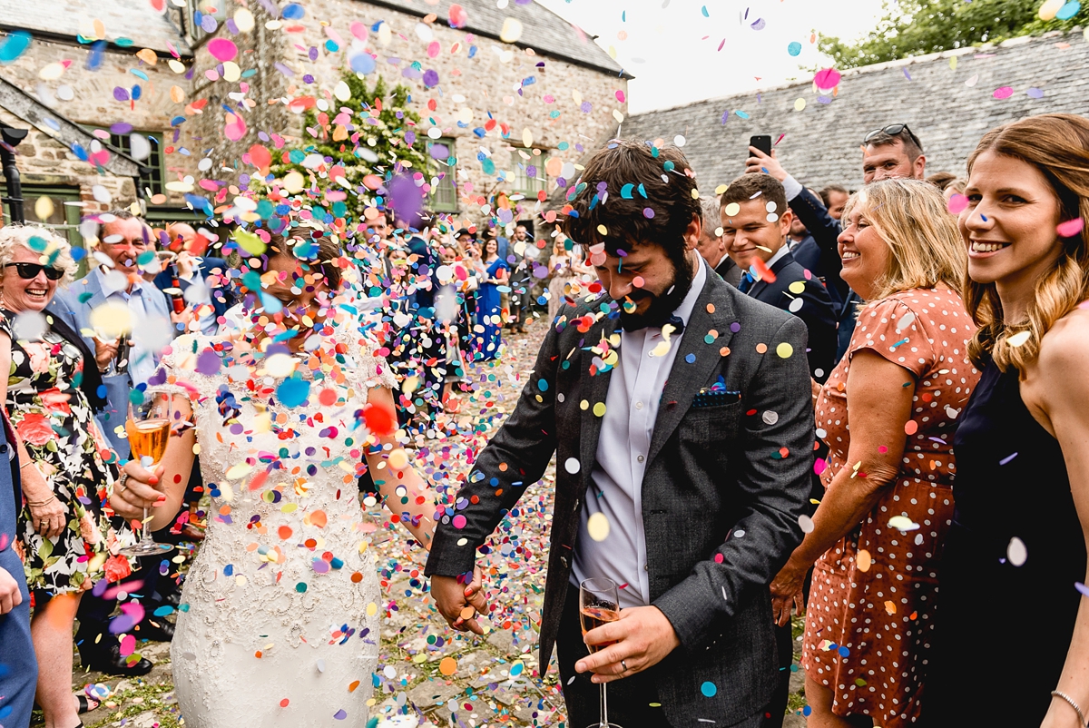 A Badgley Mischka gown for a bright and colourful devon country wedding 28