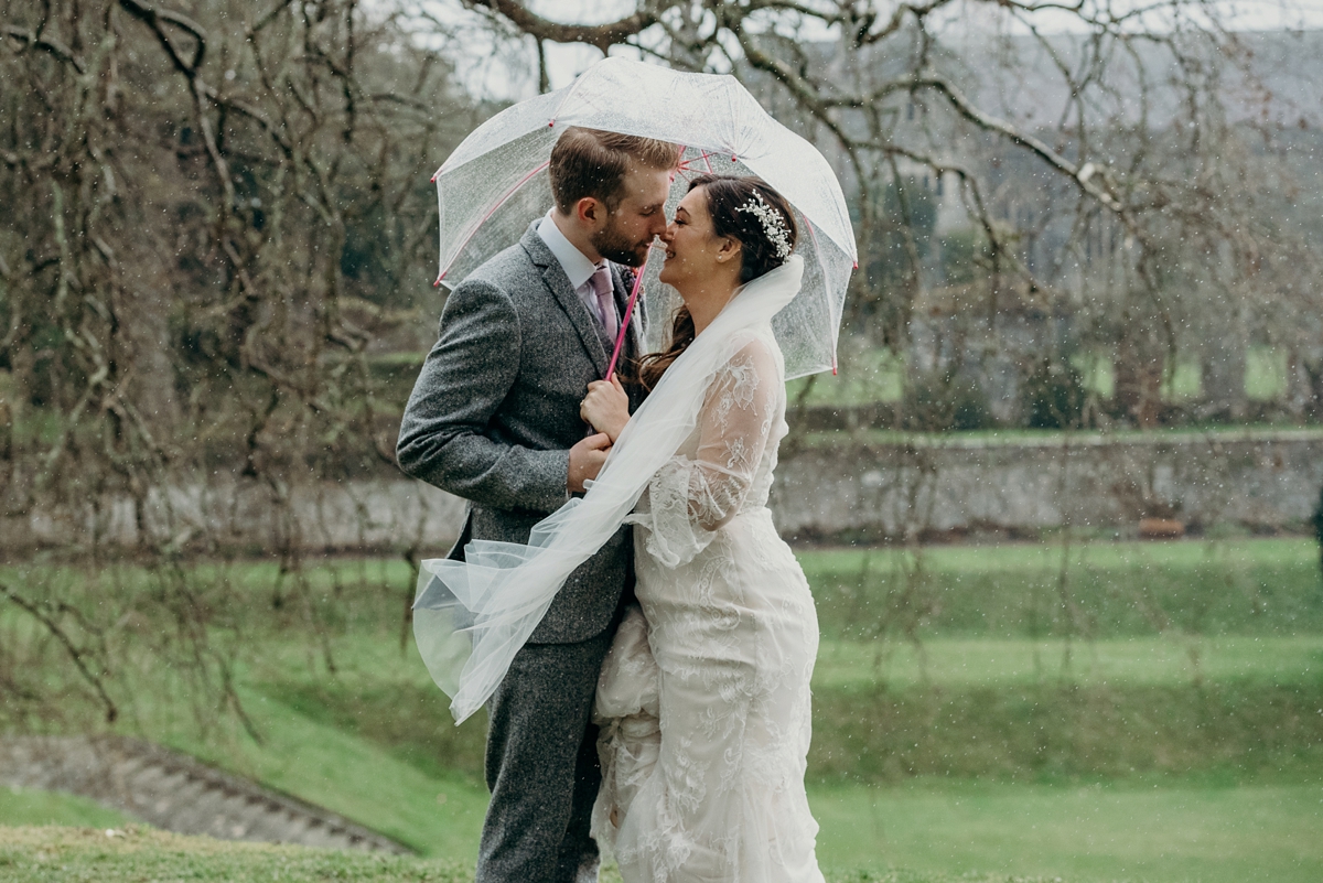 A Lillian West lace dress for a charming rainy day wedding 20