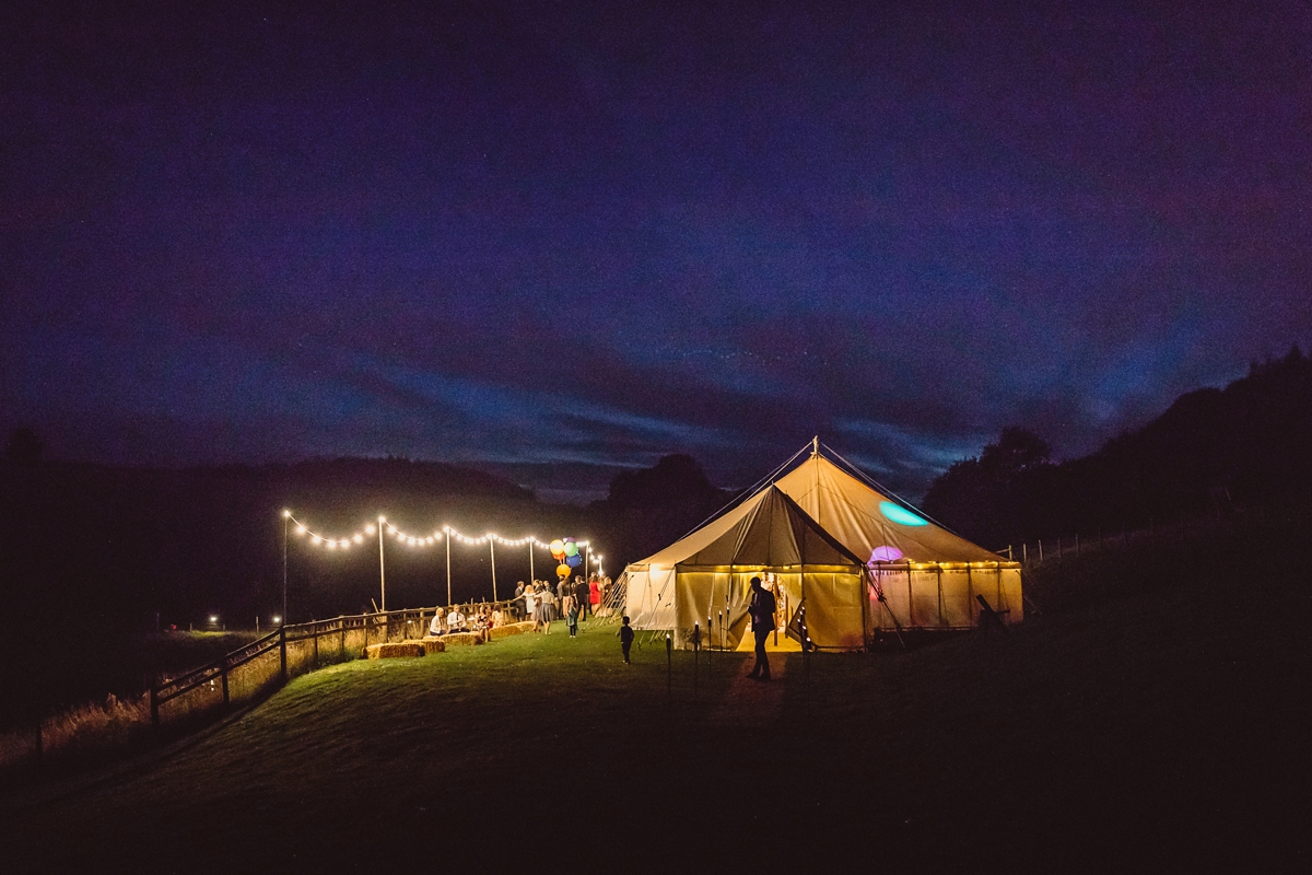 A Minna dress for a colourful paper crane wedding on a farm 26