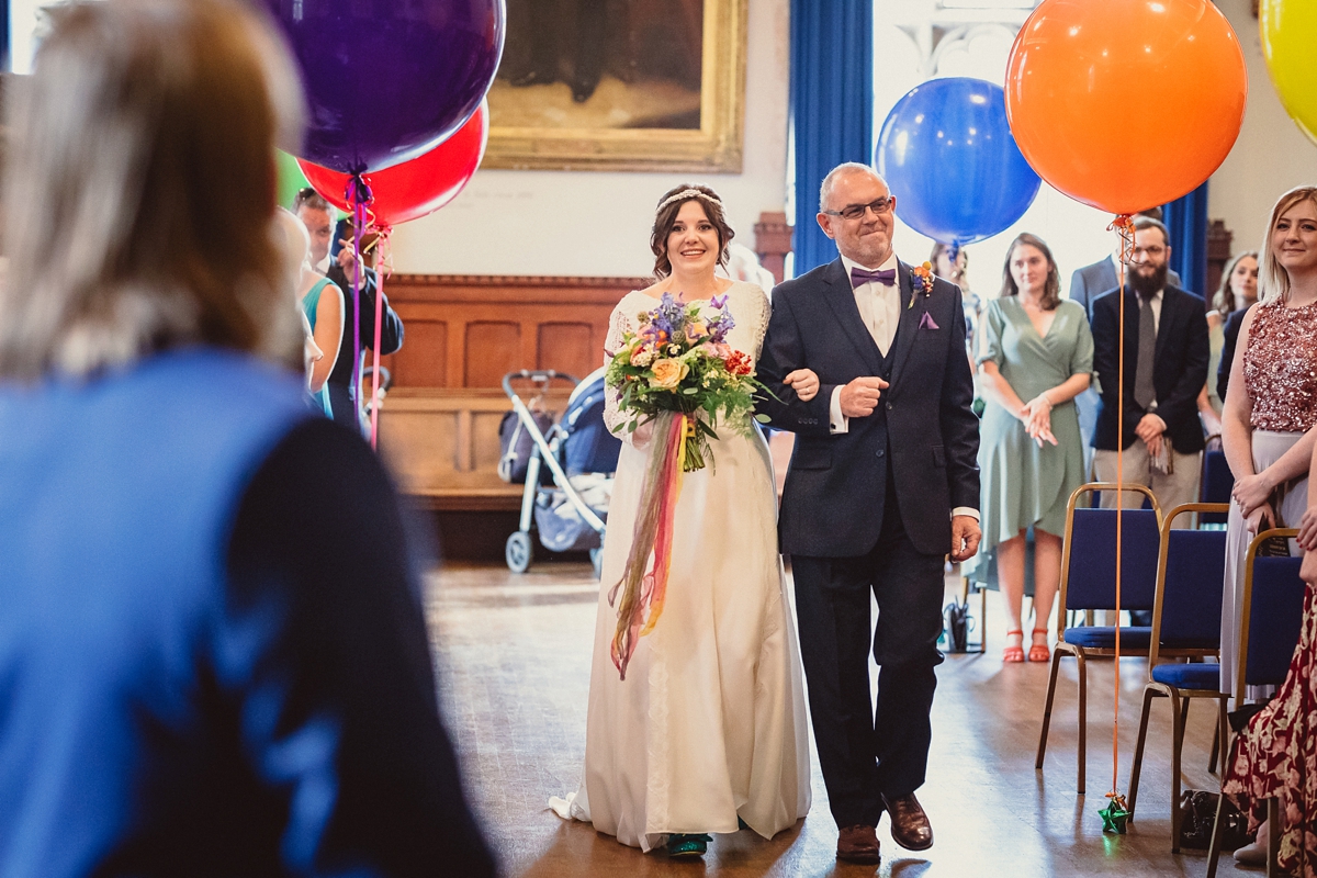 A Minna dress for a colourful paper crane wedding on a farm 6