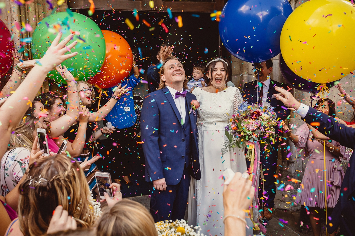 A Minna dress for a colourful paper crane wedding on a farm 9